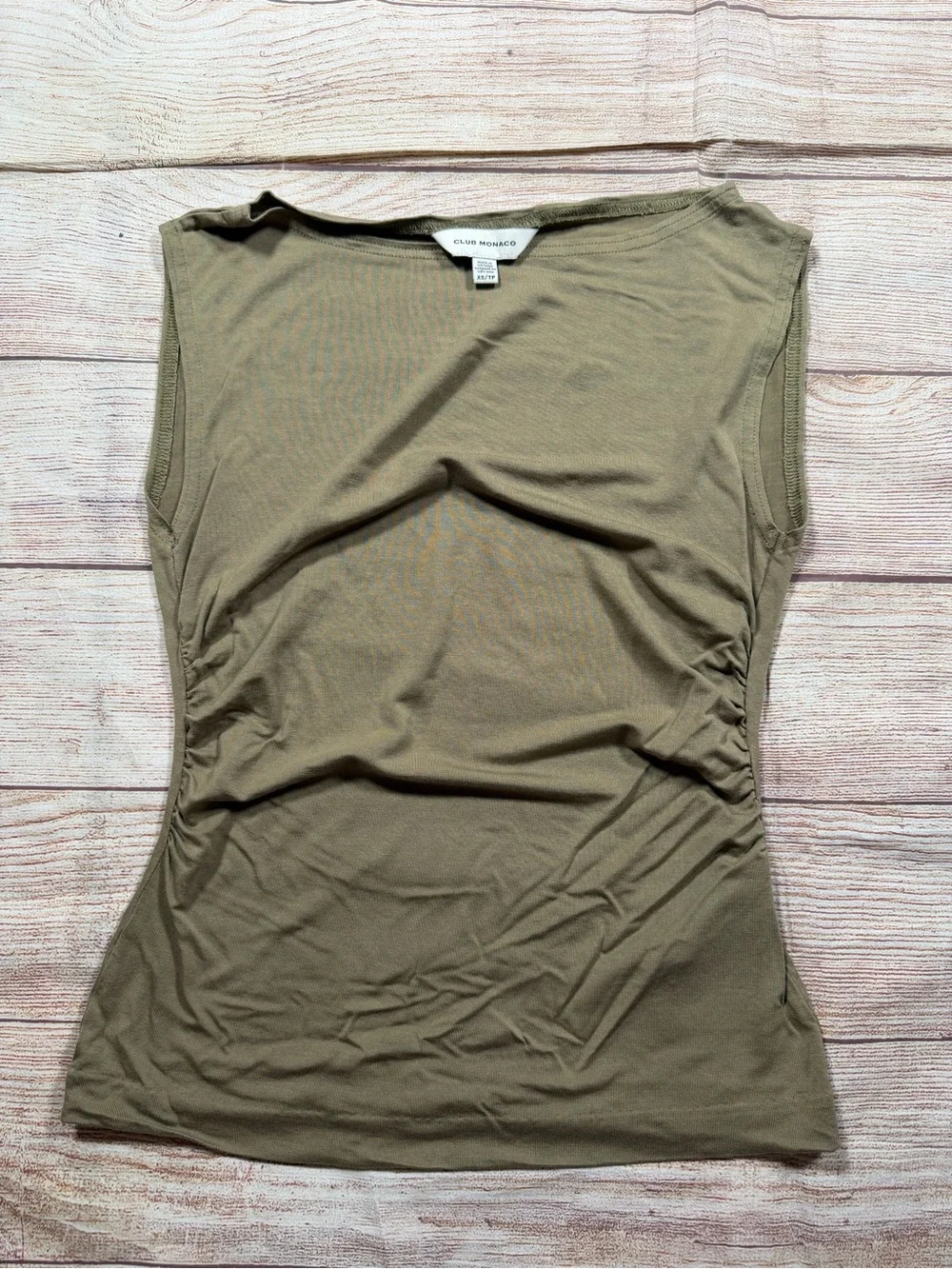 Club Monaco Olive Green Ruched Sleeveless‎ Tank Top